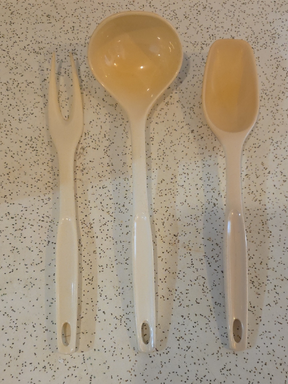 Foley Vintage Serving Spoon, Fork, Ladle Set Almond Beige